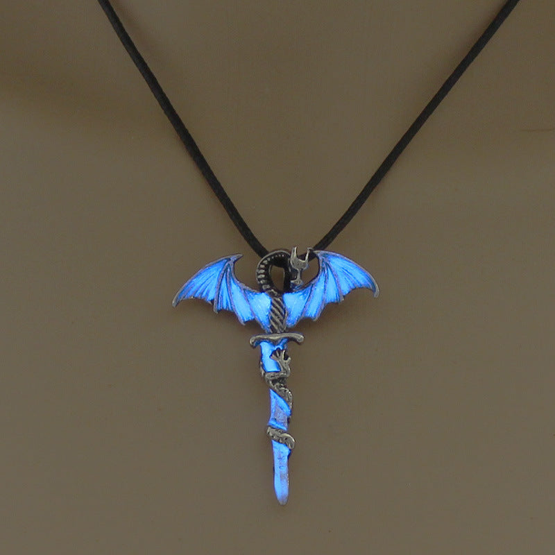Men’s Luminous Flame Dragon Necklace Fashion Trendy Domineering Jewelry Gift