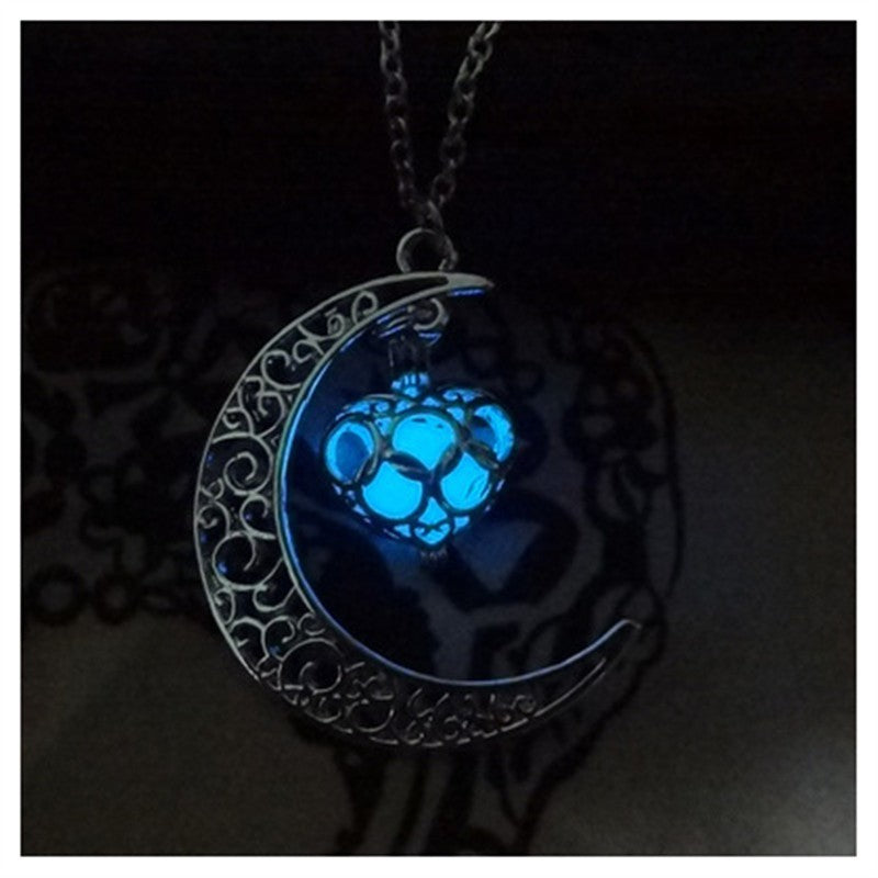 Glowing Pendant Necklace Silver Plated Chain Luminous Jewelry Gift for Women