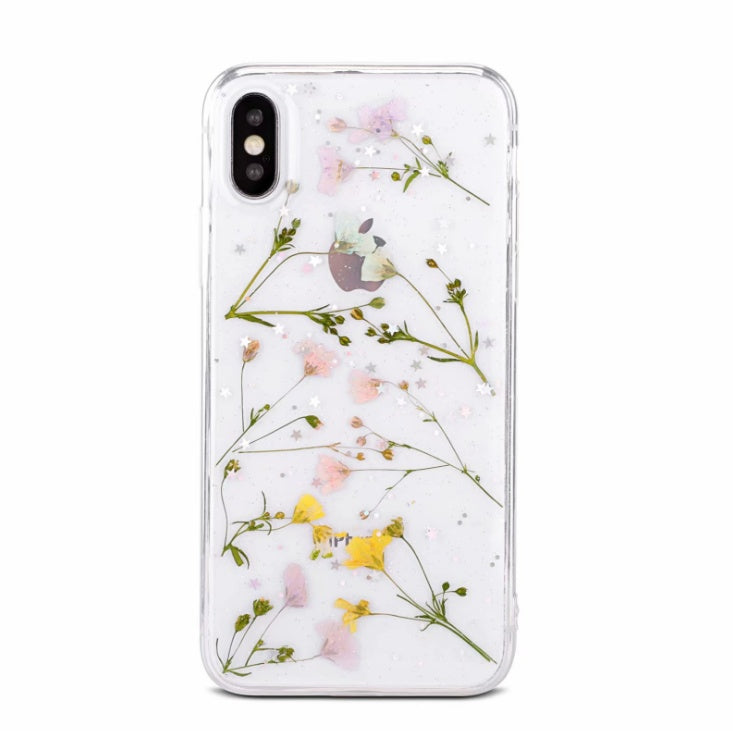 Real Flower Iphone Case Transparent TPU Anti Drop Cover