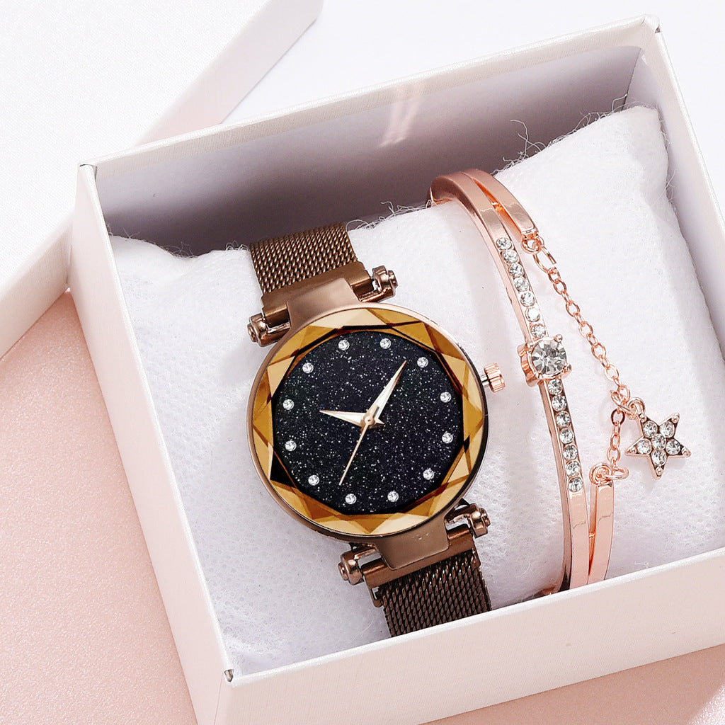 Luxury Women Watch Set With Bracelet Elegant Starry Sky