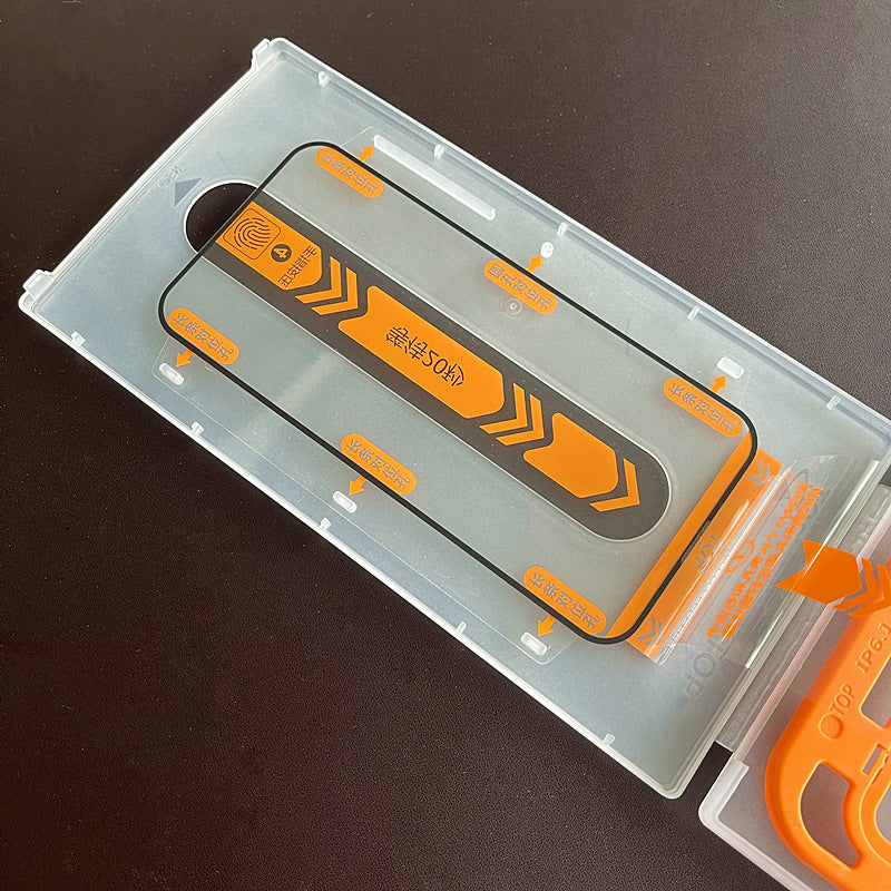 HD Tempered Glass Screen Protector with Dust Removal Cabinet for iPhone 12–14