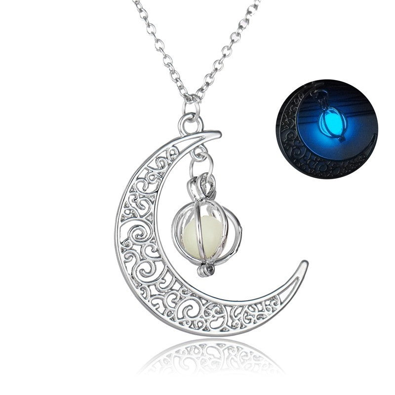 Women’s Luminous Moon Stone Necklace Natural Healing Pendant Glow Jewelry Gift
