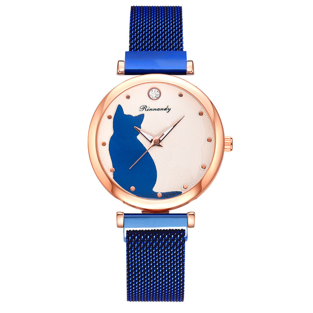 Women's Cat Watch Bracelet Set Fashion Quartz Timepiece