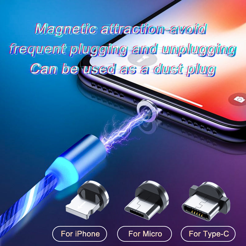 Magnetic Charging Cable With Type C Micro USB Lightning