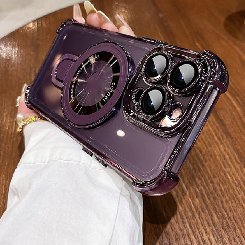 Clear Magnetic Suction Stand Phone Case Protective Cover for iPhone 11–16 Series