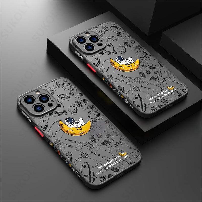 Astronaut Moon Doodle TPU Back Case For iPhone 13 14