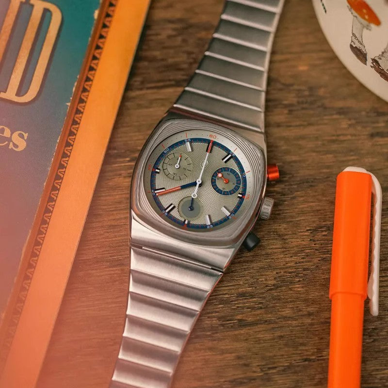 Six Sports Mechanical Watch Mens Fashion Steel Strap