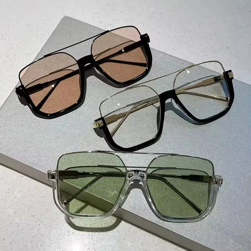 Trendy Polygonal Punk Sunglasses Oversized Goggle Advanced Sense One Piece Large Frame Sun Glasses New Steampunk Eyewear UV400