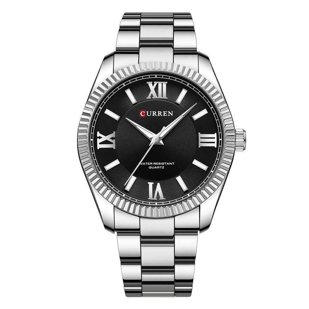 Men’s Steel Strap Quartz Watch Roman Scale Luminous – Multiple Color Variants