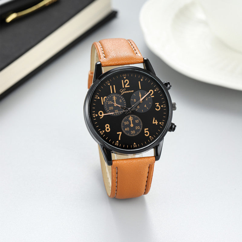 Men’s Three-Eye Steel Strap Quartz Watch – Multi-Function Fashion / Casual Style