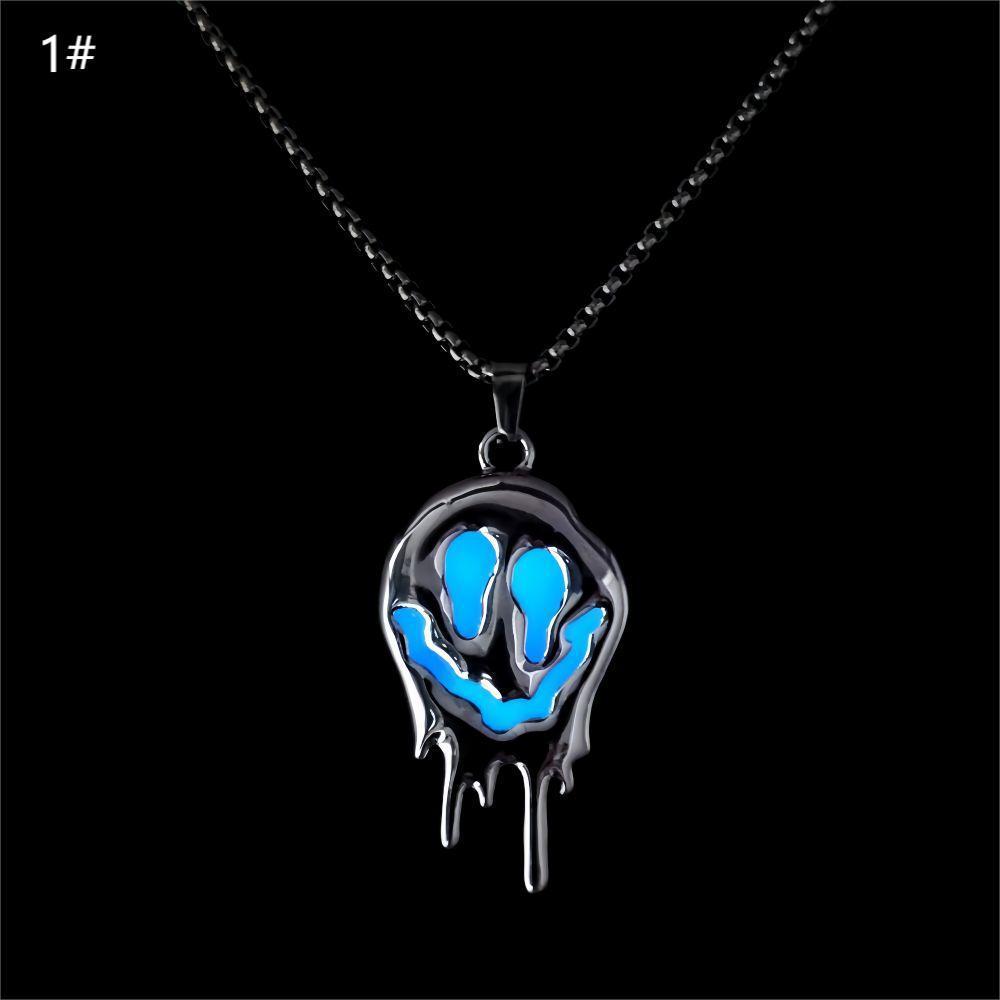 Halloween Ghost Necklace Zinc Alloy Noctilucent Glow Grimace Pendant Jewelry