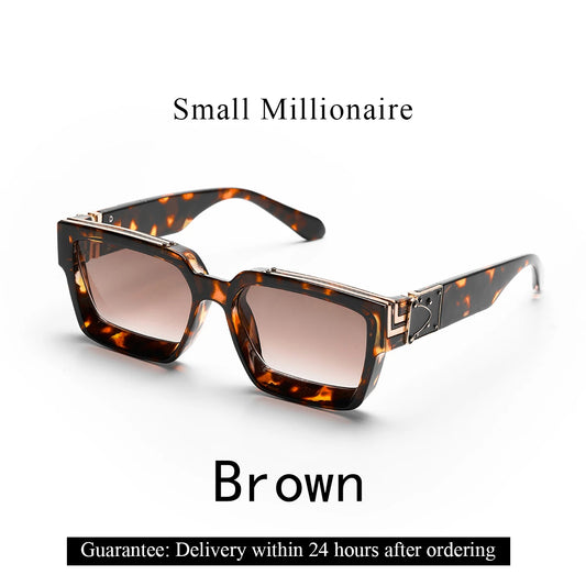 Retro Black Millionaire Shades Luxury Sunglasses 2025 for Men Designer Famous Brand Square Sun Glasses Man Women Sunglass