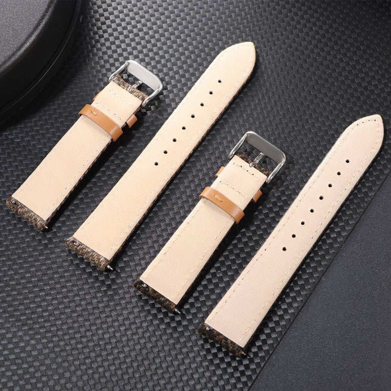 Tweed Leather Strap for Watches – 18-22mm Sizes, Multiple Colors