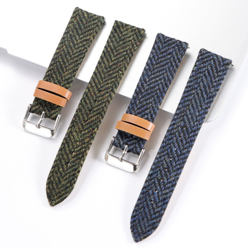 Tweed Leather Strap for Watches – 18-22mm Sizes, Multiple Colors