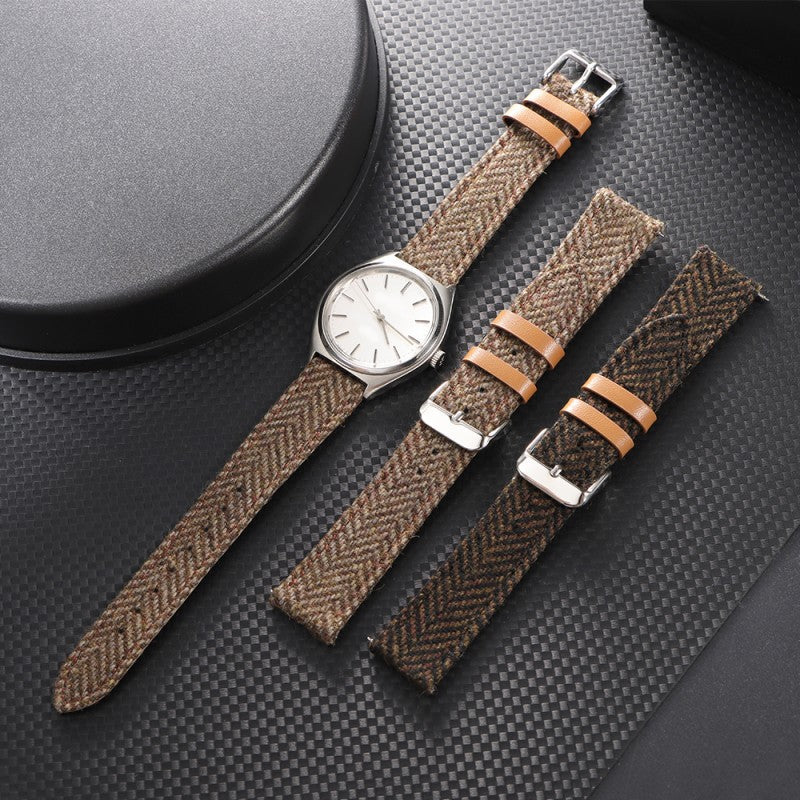 Tweed Leather Strap for Watches – 18-22mm Sizes, Multiple Colors