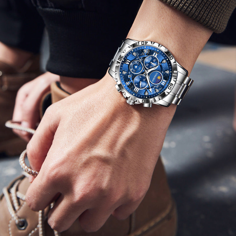 Men’s Sports Quartz Watch Stainless Steel 12mm Slim Case Multiple Colors