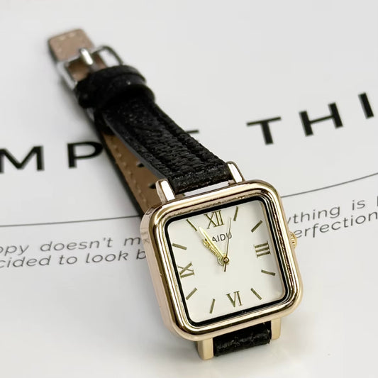 Vintage Small Square Watch Famous Brand Women Quartz Watch Luxury Gifts Ladies Clock Red Leather Strap Wristwatches Dropshipping