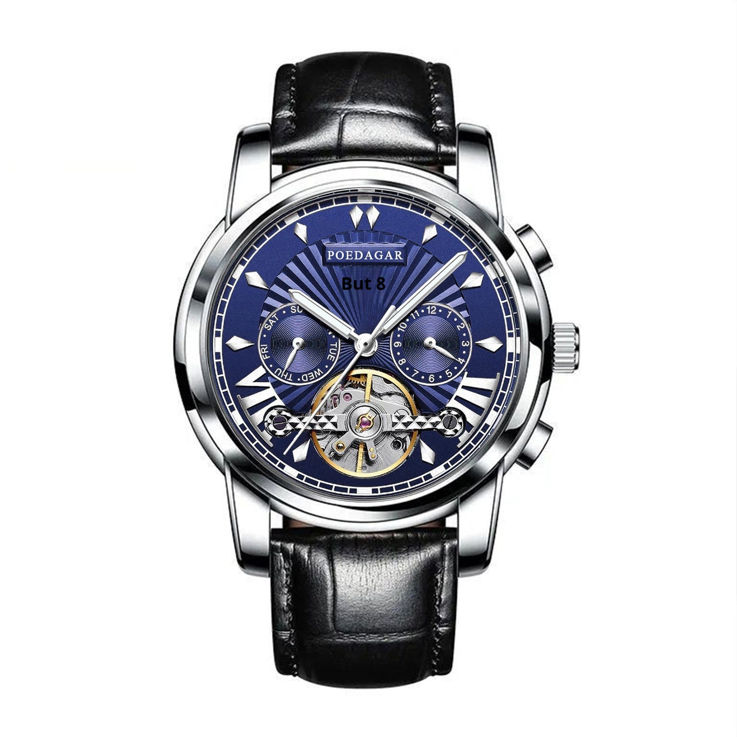 Automatic Mechanical Watch 41mm Skeleton Flywheel Multifunction Calendar 30M