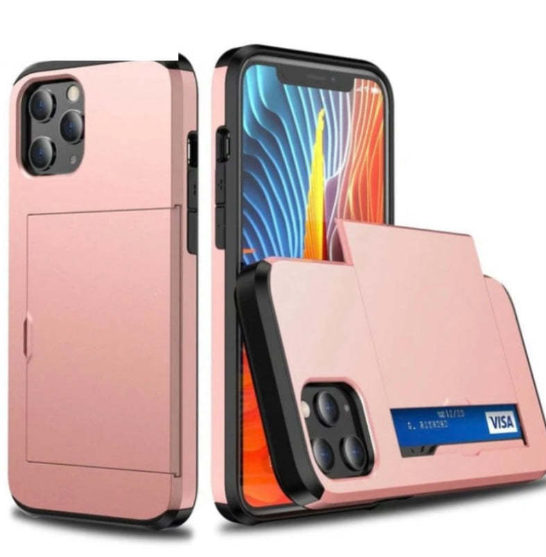 Slide Card Case For iPhone 14 14 Pro 14 Pro Max Solid Color