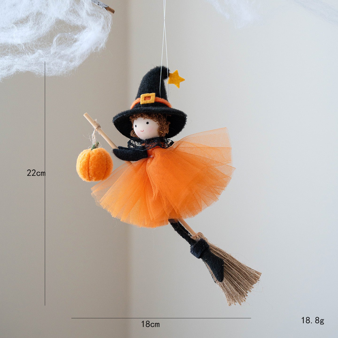 Halloween Broom Girl Angel Pendant Spooky Party Decoration Ornament