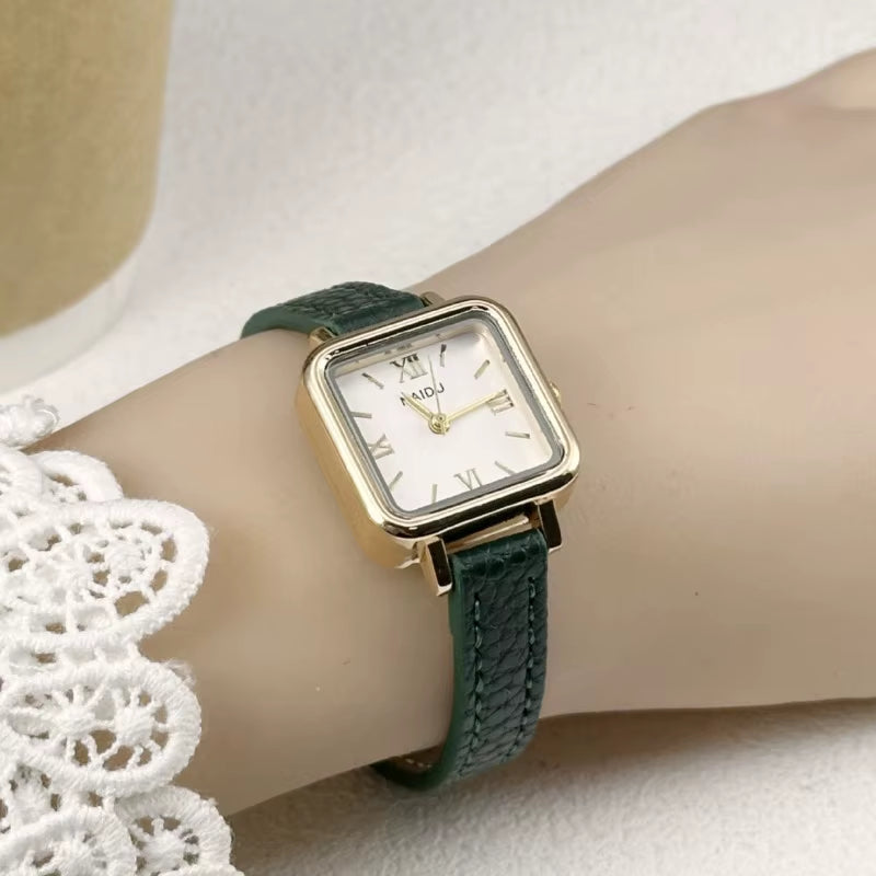 Vintage Small Square Watch Famous Brand Women Quartz Watch Luxury Gifts Ladies Clock Red Leather Strap Wristwatches Dropshipping