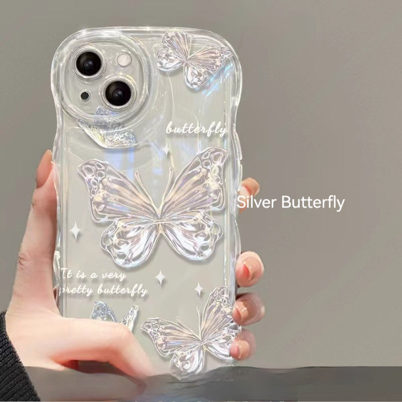 Fairy Butterfly Gradient Phone Case Transparent Protective Cover for iPhone X–16