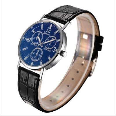 Blue Light Glass Unisex Casual Watch – Decorative Leather Band Fashion Style