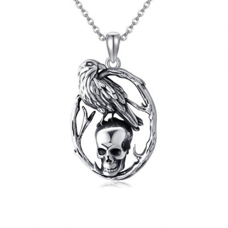 Creative Retro Skull Pendant Necklace Halloween Jewelry Gothic Costume Accessory