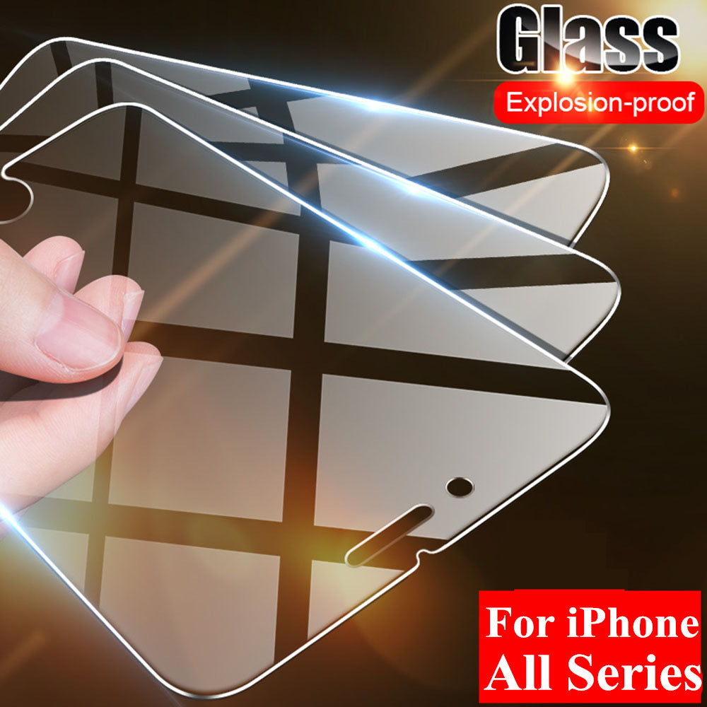 Half Screen White Tempered Glass Screen Protector Film for iPhone 6–16 Pro Max