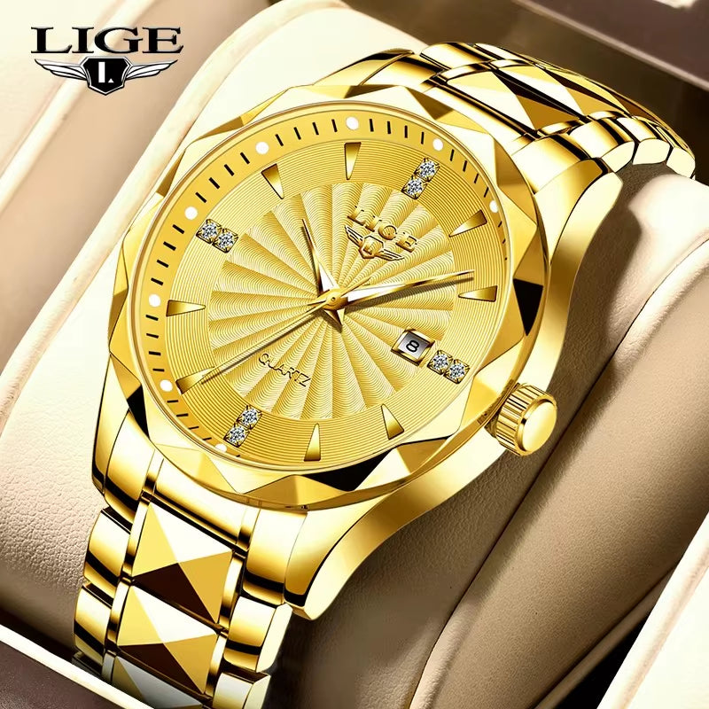 Luxury Men's Business Waterproof Stainless Steel Quartz Watch with Luminous Calendar