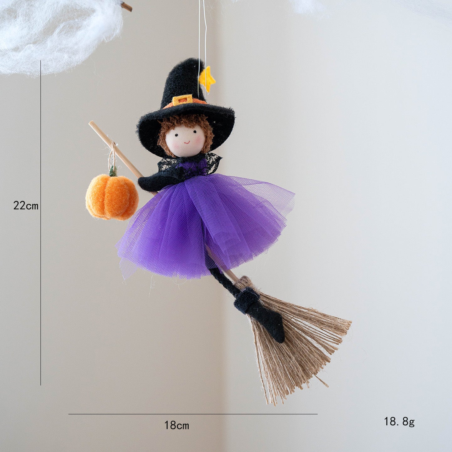 Halloween Broom Girl Angel Pendant Spooky Party Decoration Ornament