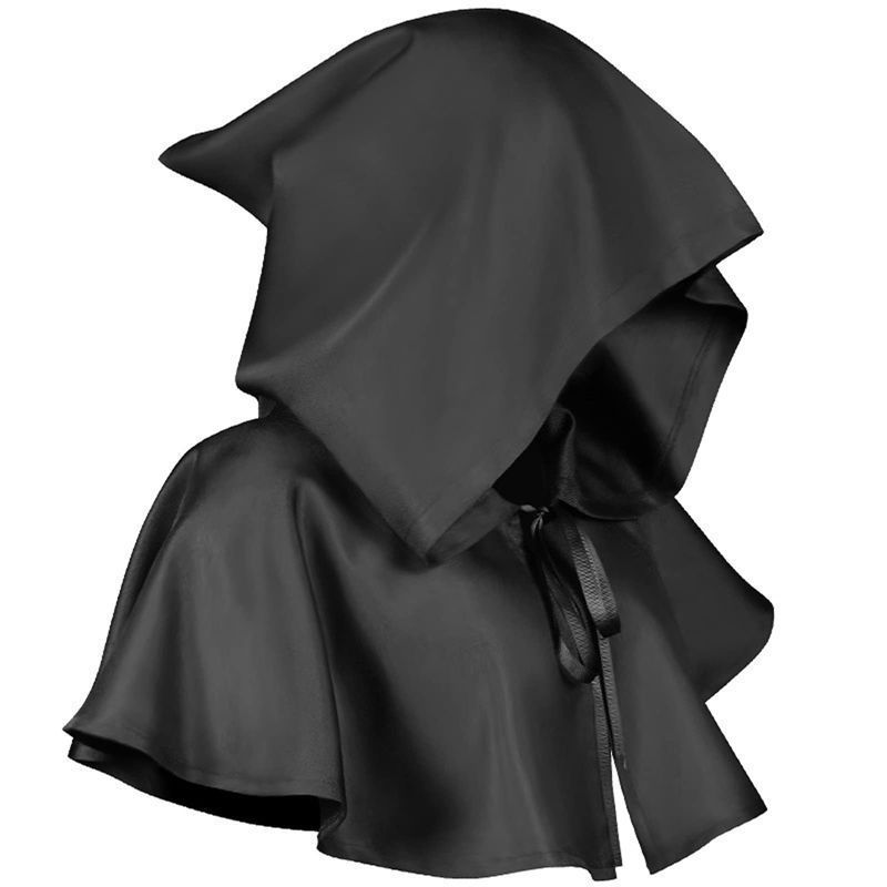 Grim Reaper Cloak, Halloween Costume For Men, Black Medieval Hooded Cape, Cosplay Costume, Gothic Party Robe