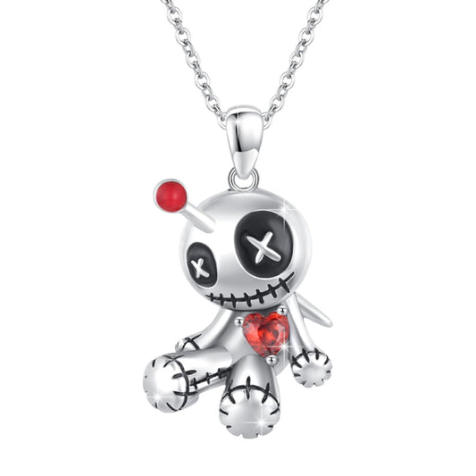 Halloween Voodoo Doll Necklace Cartoon Red Heart Pendant Clavicle Fashion Jewelry