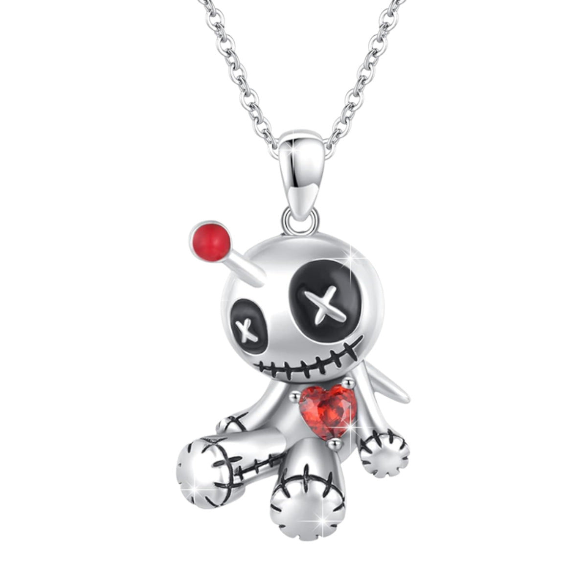 Halloween Voodoo Doll Necklace Cartoon Red Heart Pendant Clavicle Fashion Jewelry
