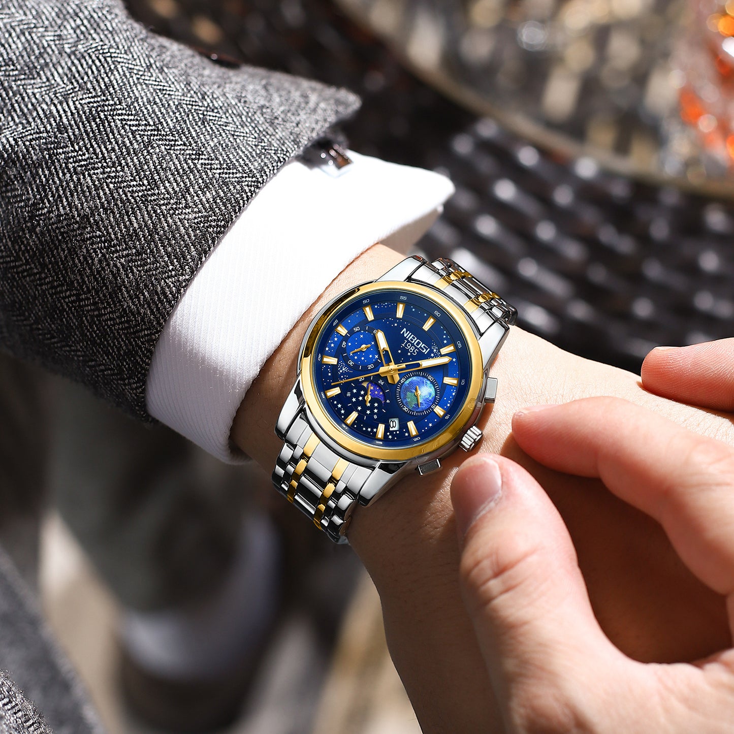 Men’s Stainless Steel Business Quartz Watch with Steel Belt – Multi-Color Styles