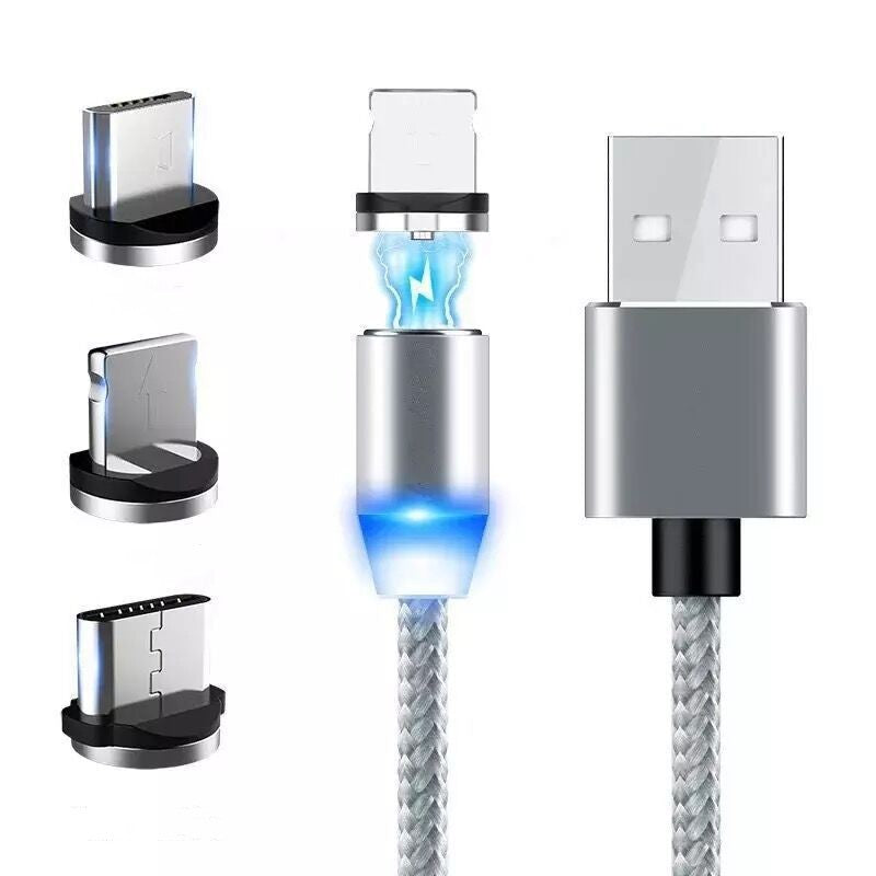 Three-In-One Magnetic Data Cable Micro USB Type-C Charging