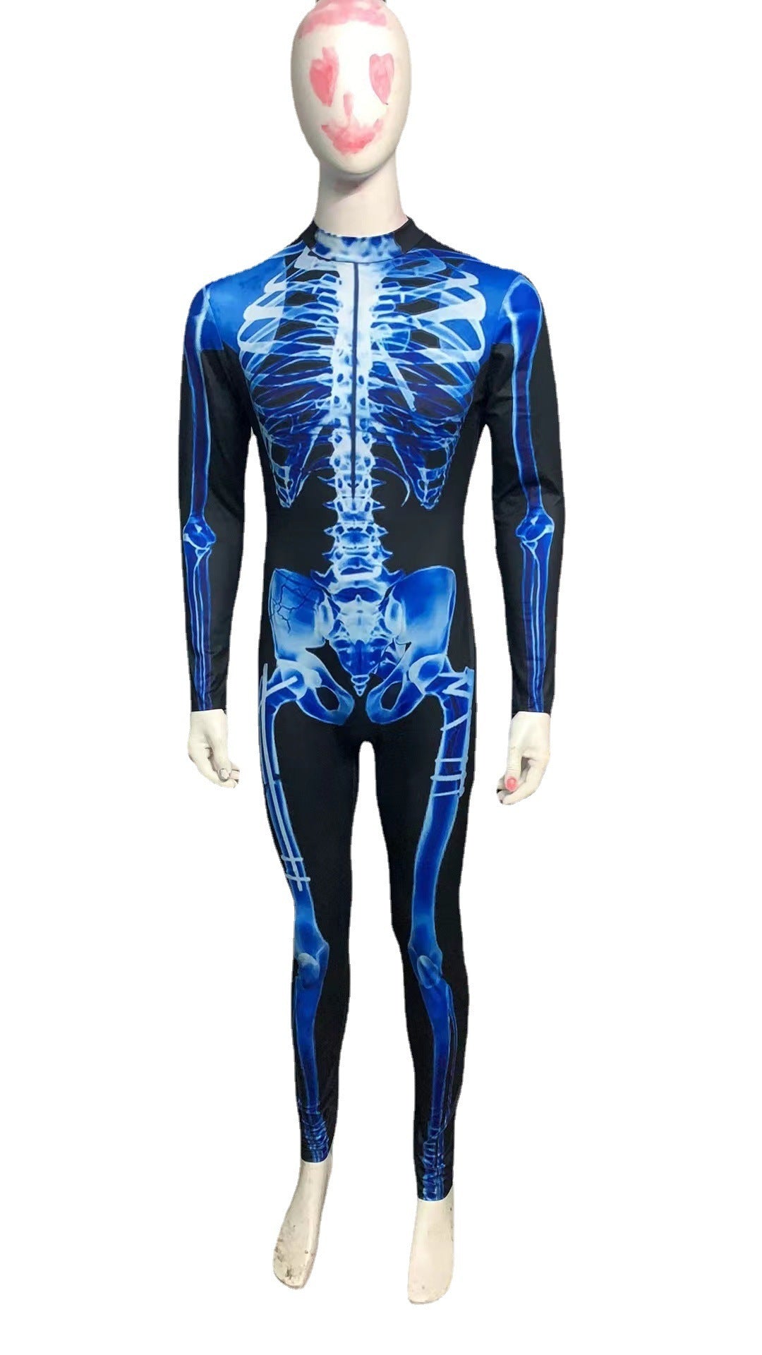 Halloween Skeleton Bodysuit 3D Print See-Through One-Piece Long Sleeve Tights
