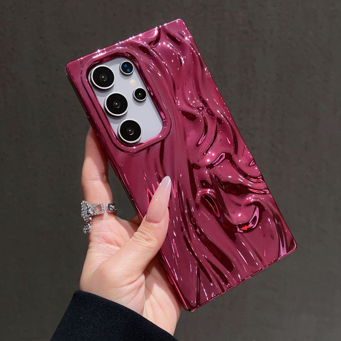 3D Pleated Electroplated Phone Case Luxury Protective Cover for Samsung S23–S25