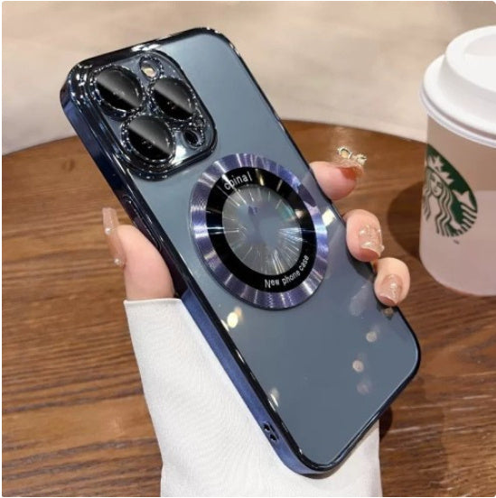 Magnetic Magnifier Phone Case Electroplated PC For iPhone