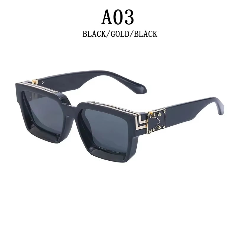 Millionaire Sunglasses for Men Vintage Square Fashion Glasses Luxury Retro Sunglasses Women Trending Punk Gafas De Sol Lentes