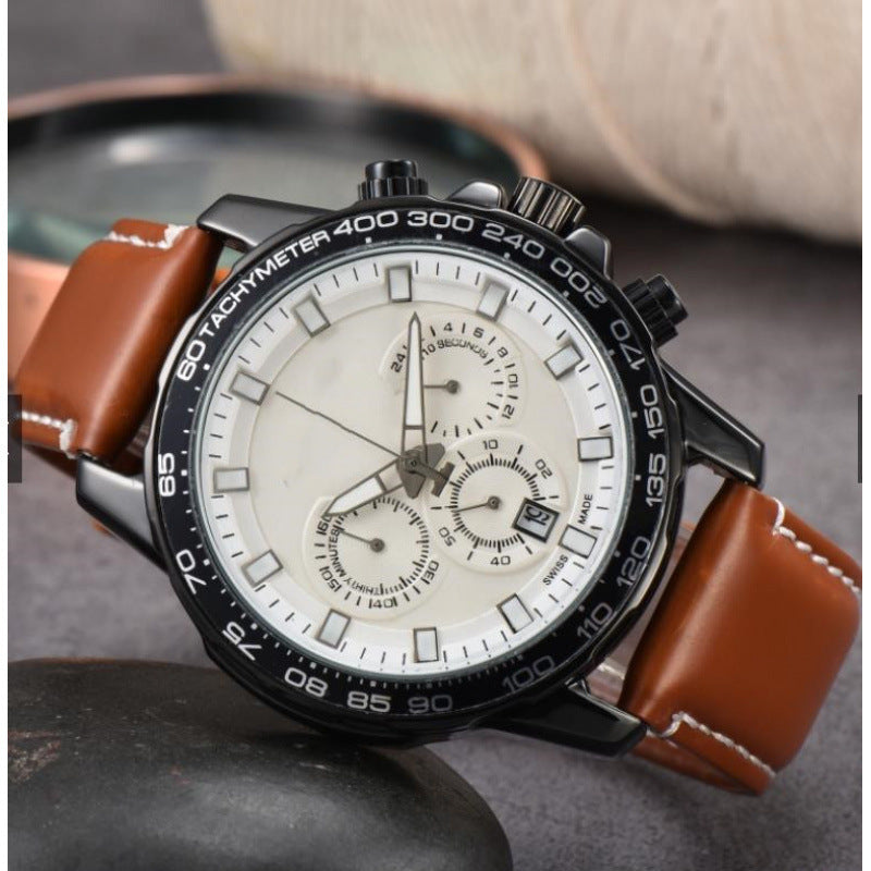 Men’s Day-Date Leather Strap Quartz Watch – Multiple Colors Styles