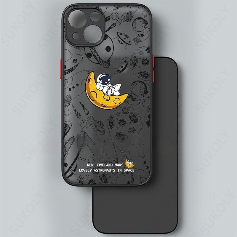 Astronaut Moon Doodle TPU Back Case For iPhone 13 14