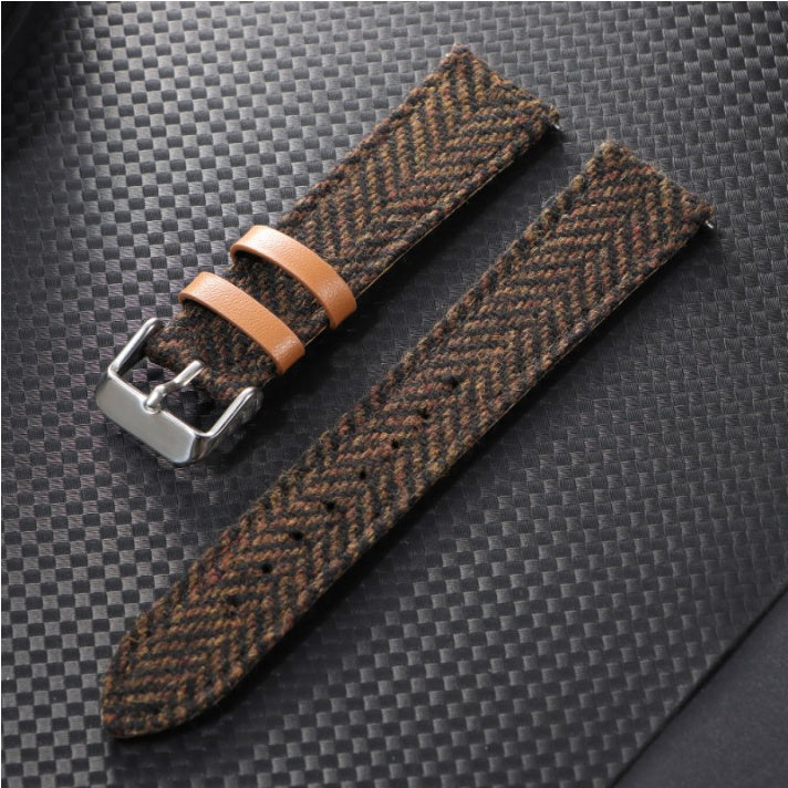 Tweed Leather Strap for Watches – 18-22mm Sizes, Multiple Colors