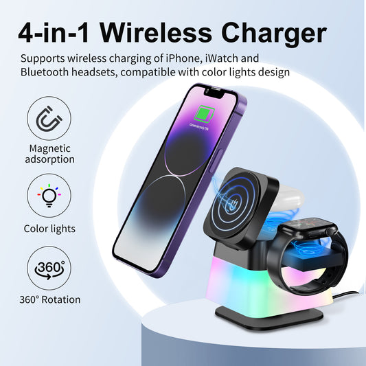 4 In 1 Rotatable Magnetic Wireless Charger Stand for iPhone