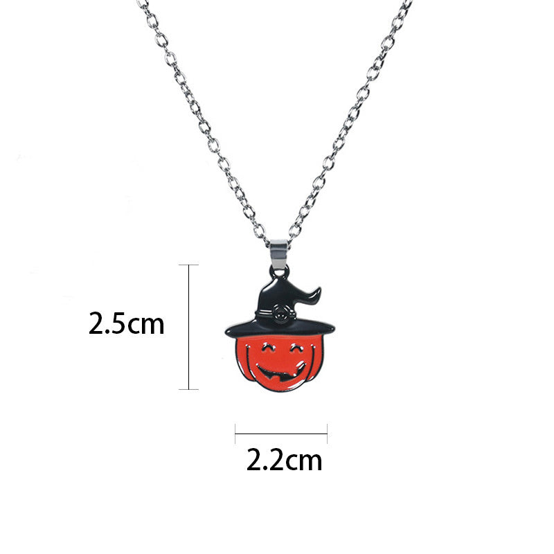 Halloween Ghost Festival Pendant Necklace Skull Bat Pumpkin Head Vintage Jewelry