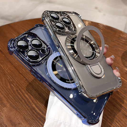 Clear Magnetic Suction Stand Phone Case Protective Cover for iPhone 11–16 Series