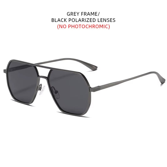 Luxury Metal Photochromic Sunglasses Men Women Fashion Polarized Sun Glasses Stylish Chameleon Anti-Glare Driving Shades UV400