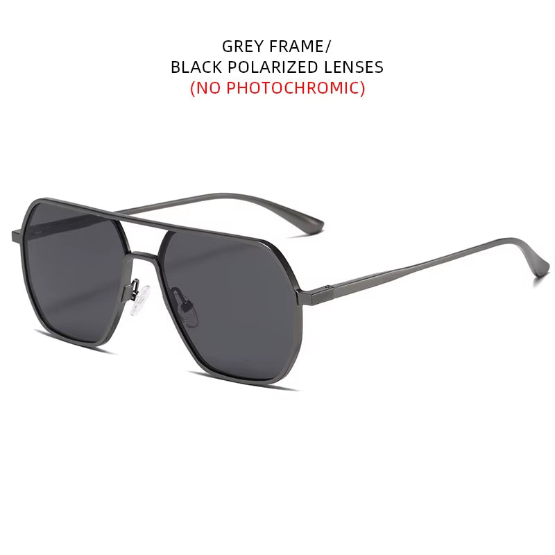 Luxury Metal Photochromic Sunglasses Men Women Fashion Polarized Sun Glasses Stylish Chameleon Anti-Glare Driving Shades UV400
