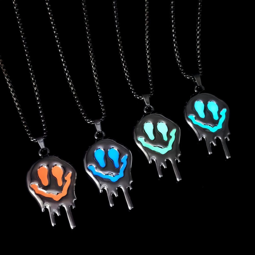 Halloween Ghost Necklace Zinc Alloy Noctilucent Glow Grimace Pendant Jewelry
