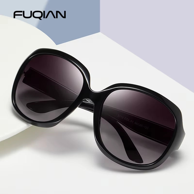 Brand Design Elegant Polarized Oversized round Sunglasses Women Simple Fashion Big Plastic Ladies Sun Glasses UV400